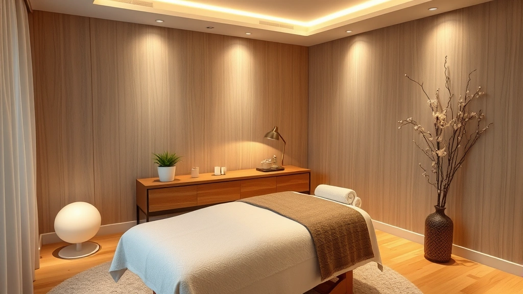 how much to tip massage therapist - Peaceful massage therapy room with soft lighting