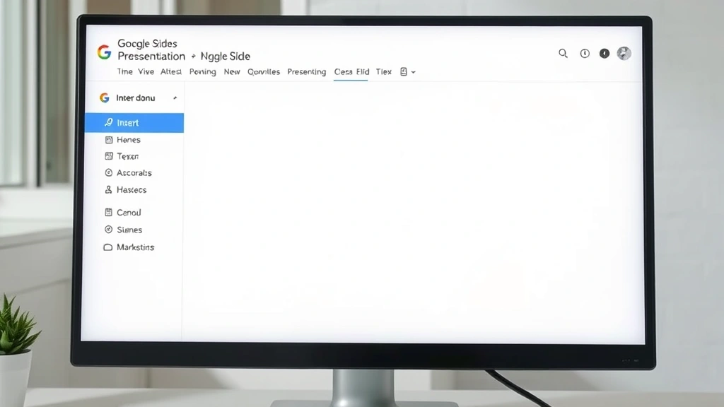 how to add music to google slides - A clean desktop computer screen showing Google Slides interface with a presentat