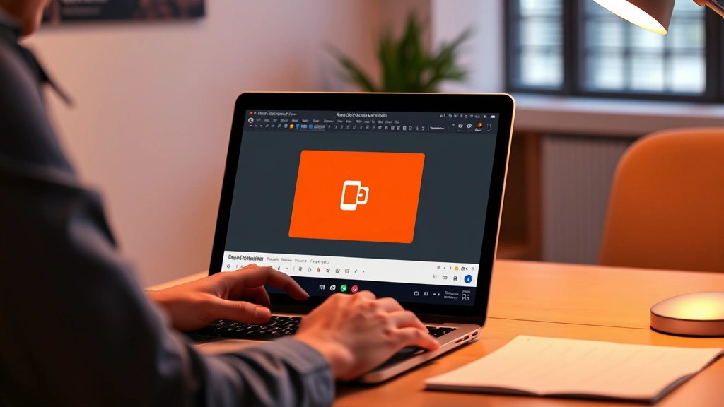 how to add music to google slides - A person sitting at a desk with a laptop open showing Google Slides interface, w
