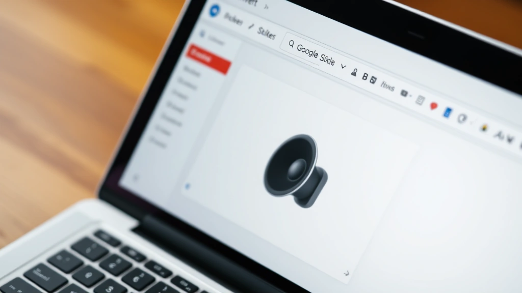 how to add music to google slides - Close-up of a laptop screen showing Google Slides interface with Insert menu ope