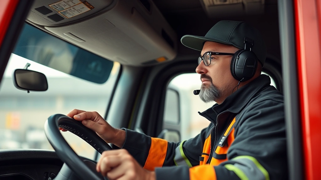 how to become a truck driver - Photorealistic image of a professional truck driver performing a pre-trip inspec