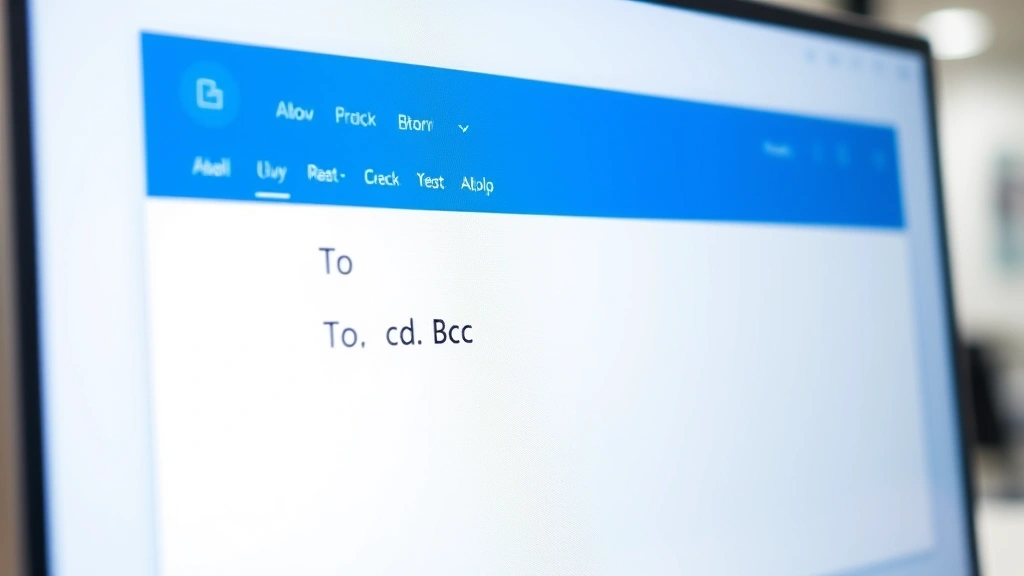 how to blind copy in outlook - Close-up of a computer monitor showing Outlook web interface with an email compo