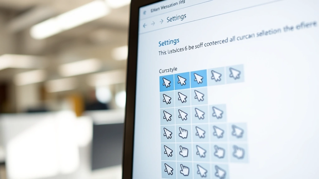 how to change mouse cursor - Close-up of a desktop computer screen showing the Windows Settings menu open to