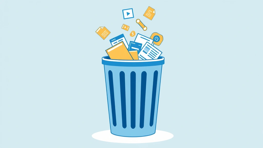how to clear cache in edge - A minimalist illustration of a digital trash can with files and data flowing int