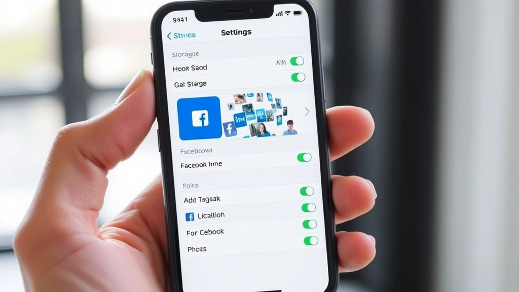 how to clear facebook cache - A person holding an iPhone with the Settings app open, showing the storage manag