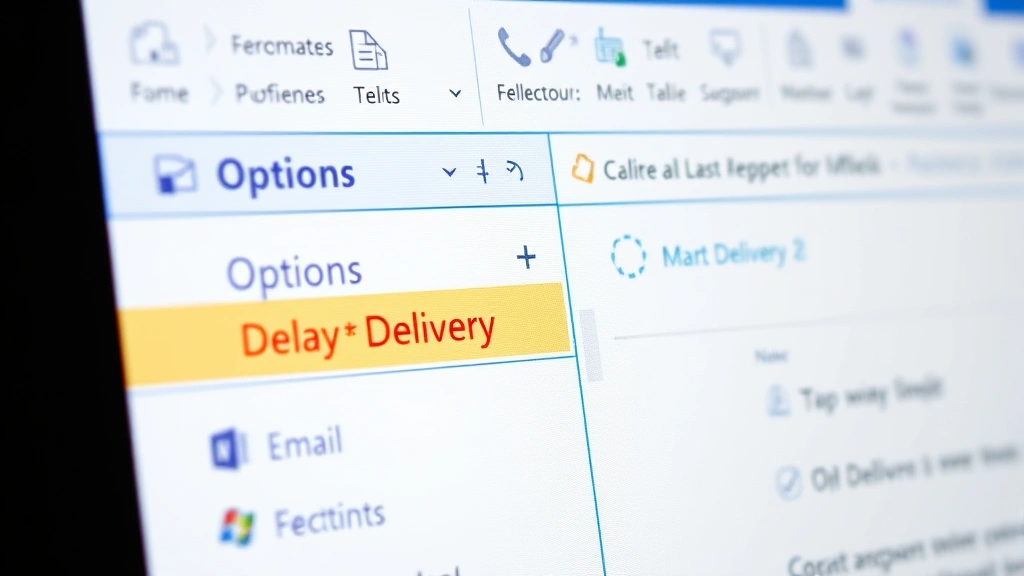 how to delay sending an email in outlook - Close-up photo of a computer monitor displaying the Outlook email interface with