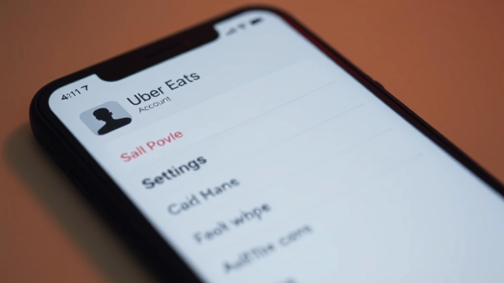how to delete uber eats account - Smartphone screen showing Uber Eats app account settings menu with profile icon