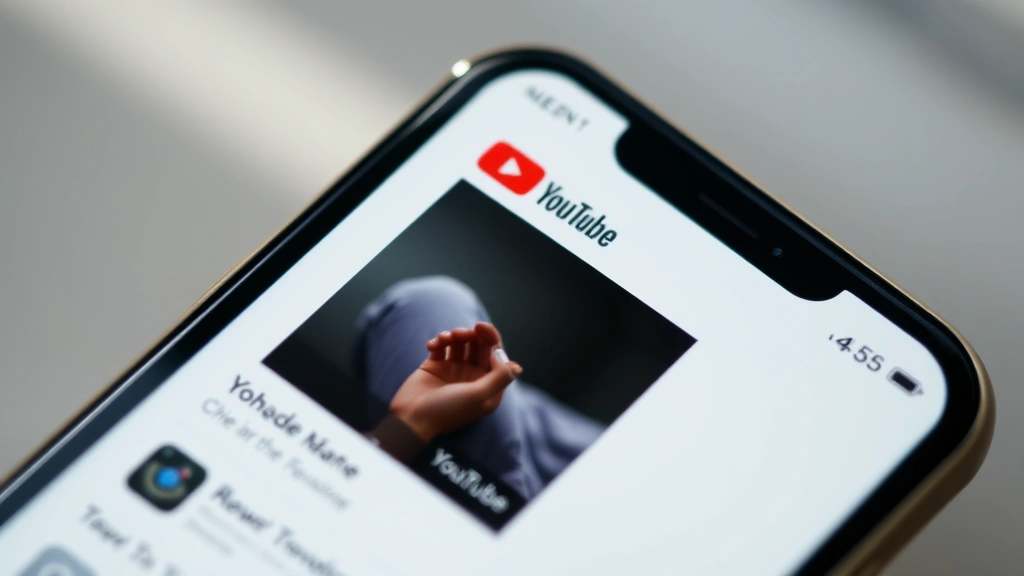 how to download youtube videos on iphone - Close-up of an iPhone screen showing the YouTube app with a video playing, brigh