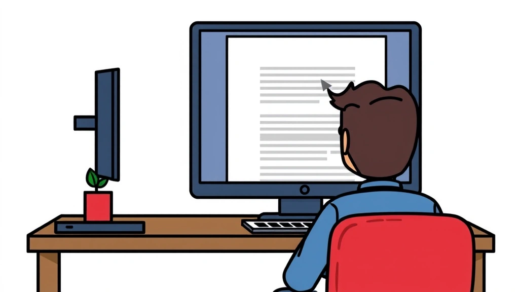how to duplicate a page in word - Illustration of a person at a desk with a Word document open on a computer scree