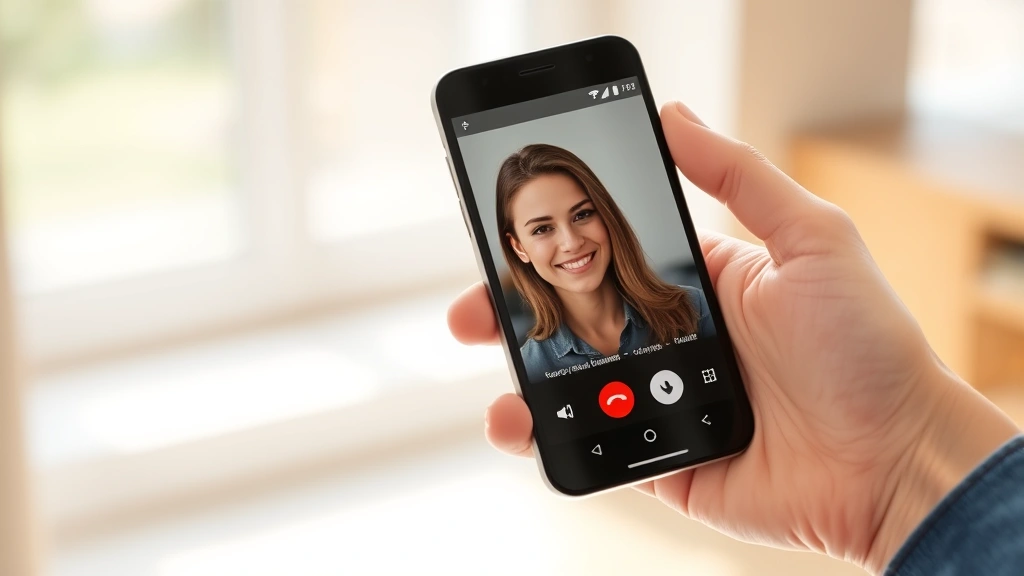 how to facetime on android - A person holding an Android smartphone with a FaceTime call interface visible on