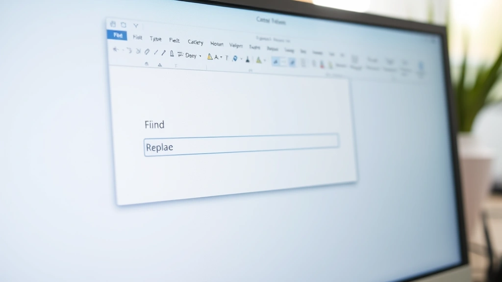 how to find and replace in word - Close-up of a computer monitor displaying the Find and Replace dialog box in Mic