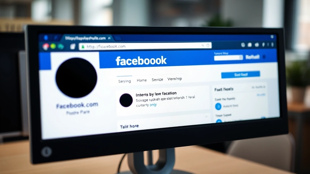 how to find facebook url - Close-up of a desktop computer monitor showing a Facebook profile page with the