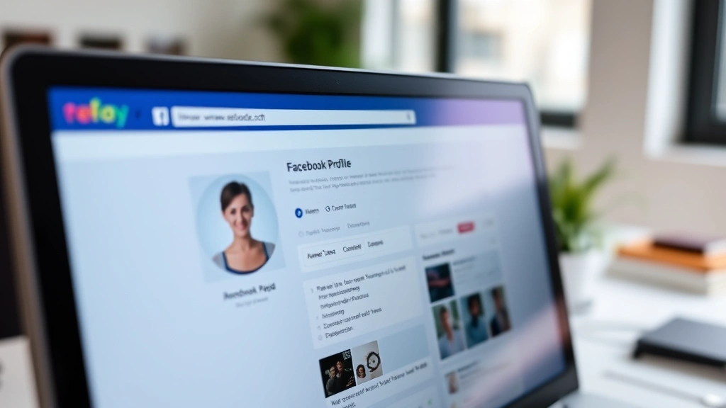 how to find my facebook url - Close-up of a computer desktop screen showing a Facebook profile page with the a