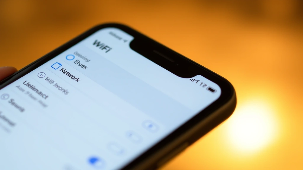 how to find wifi password on iphone - Close-up of an iPhone screen showing the WiFi settings menu with network list vi