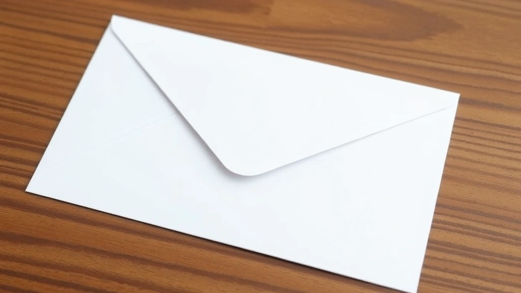 how to format a letter envelope - A pristine white business envelope lying flat on a wooden desk