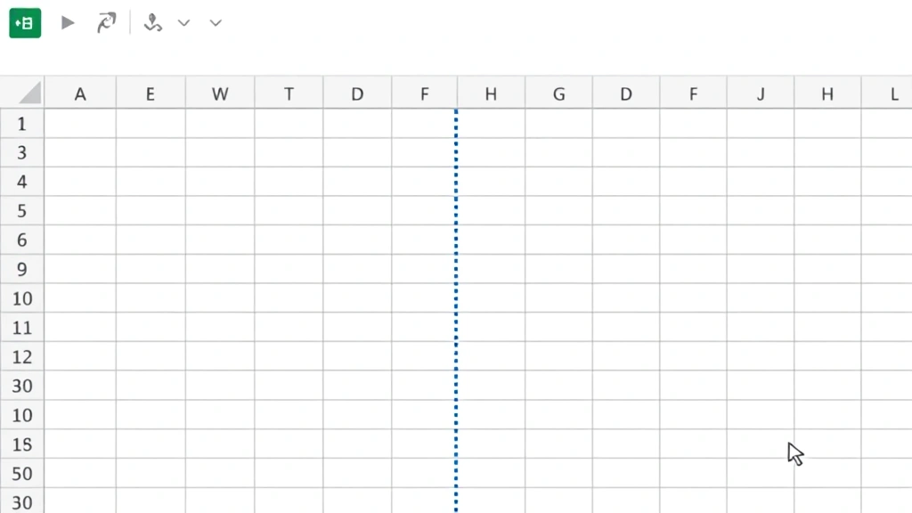 how to freeze columns in excel - Illustration of an Excel spreadsheet with a vertical freeze line dividing column