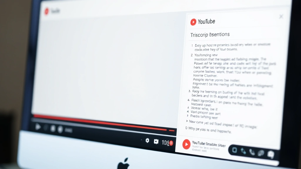 how to get a transcript of a youtube video - Close-up of a desktop computer screen showing YouTube video player with transcri