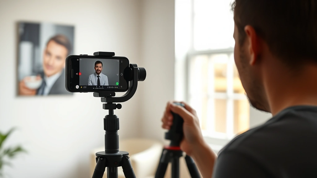 how to get followers on tiktok - A person filming a TikTok video with a smartphone on a tripod in a well-lit room