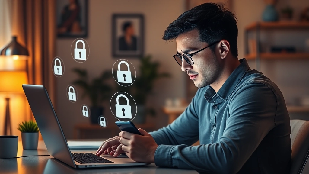 how to hack instagram - Photorealistic image of a person sitting at a laptop at home, looking at their p