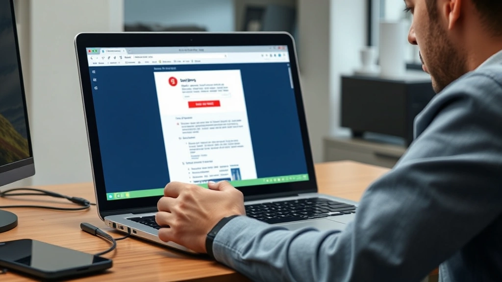 how to hack instagram - A person sitting at a desk with a laptop, looking at a suspicious email on scree