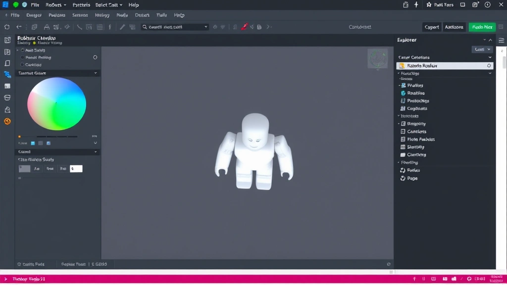 how to insert a roblox character into studio - Photorealistic overhead view of a Roblox Studio workspace showing the interface