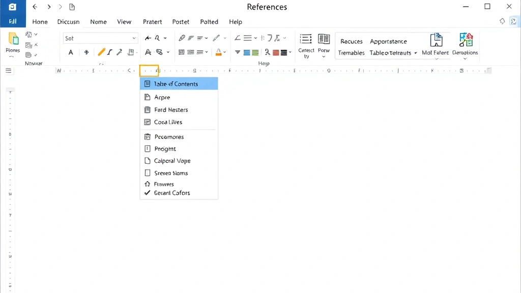 how to insert table of contents in word - Illustration of a Word document window with the References tab highlighted and T