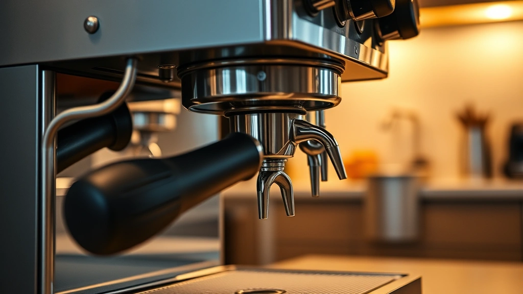 how to make a caramel macchiato - Professional espresso machine with portafilter attached, stainless steel group h