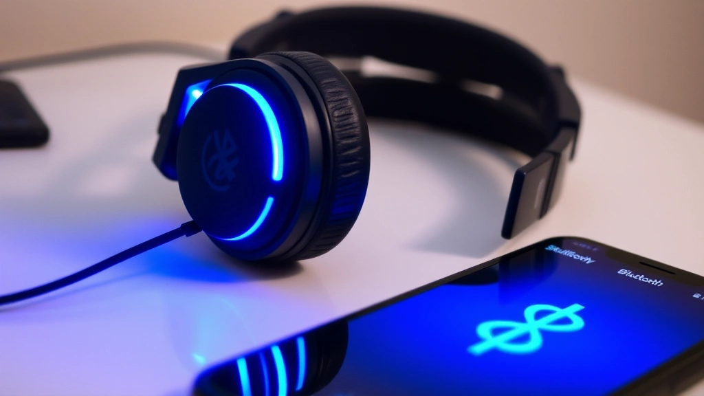 how to pair skullcandy headphones - Close-up of Skullcandy wireless headphones with blue LED indicator light glowing