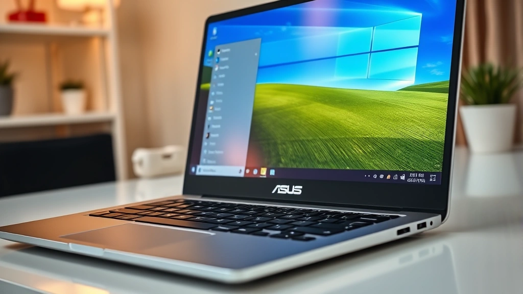 how to restart laptop asus - A modern ASUS laptop with the Windows Start menu visibly open on the screen, sho