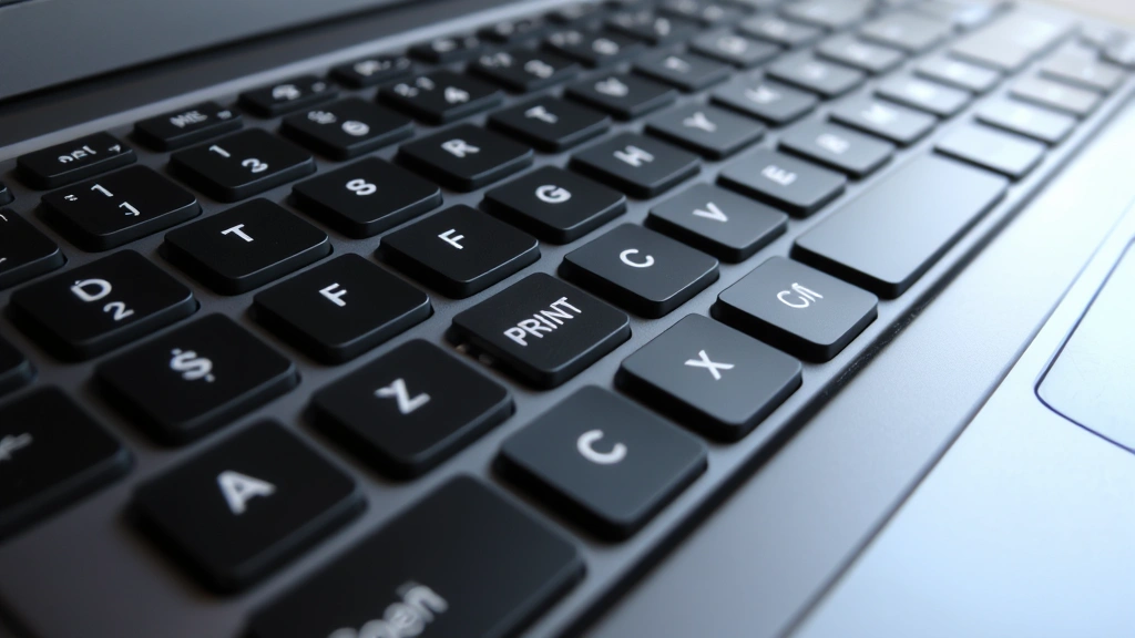 how to screenshot on an hp notebook - Close-up of an HP laptop keyboard showing the Print Screen key and surrounding k