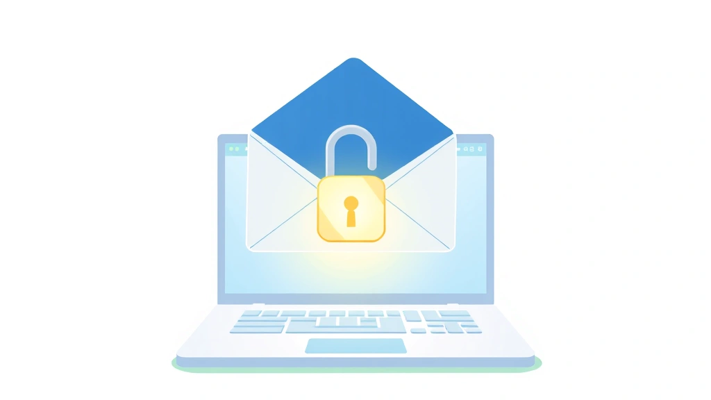 how to send a secure email in outlook - Cartoon illustration of a sealed envelope with a glowing padlock, floating above