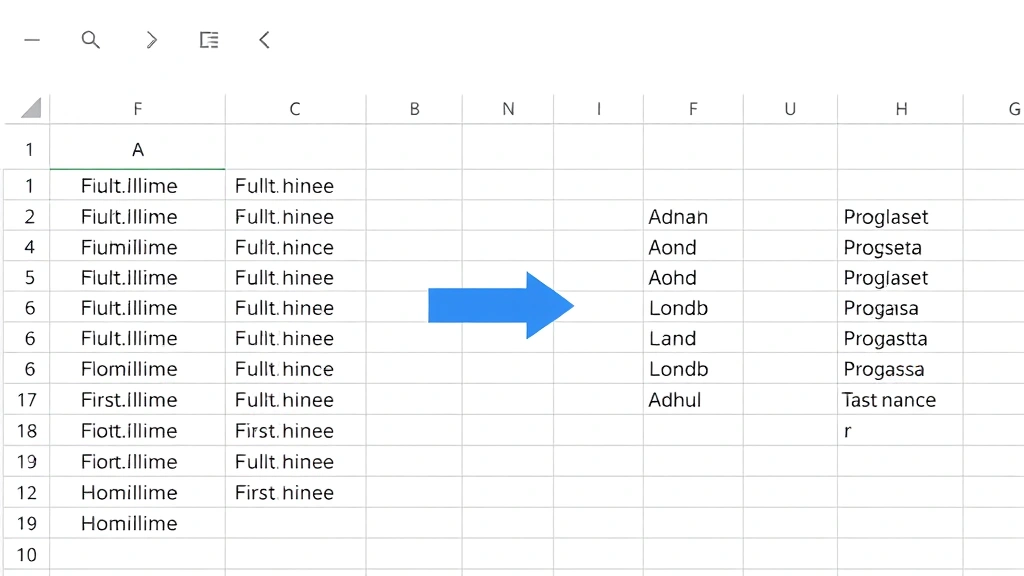 how to separate names in excel - Illustration of an Excel spreadsheet with a column of full names on the left spl