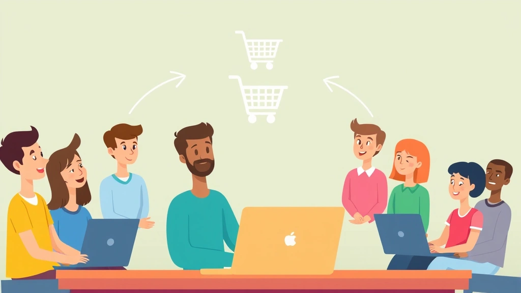 how to share amazon cart - Cartoon illustration of a person sitting at a laptop with a shopping cart icon f