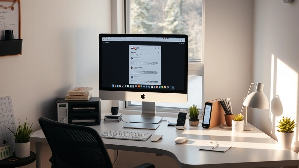 how to stop getting spam emails - A clean, organized computer desk with a monitor displaying a Gmail inbox interfa