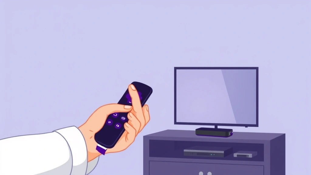 how to sync roku remote without pairing button - A person holding a Roku remote pointed at a Roku streaming device on a TV stand,