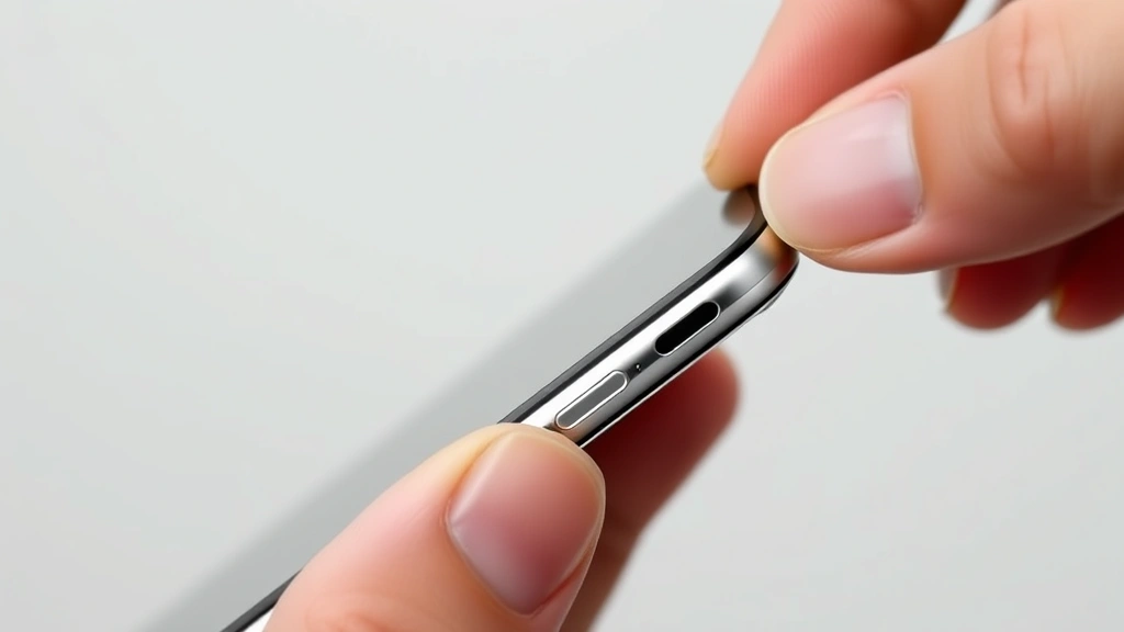 how to turn off iphone without screen - Close-up of an iPhone XS showing the side button and volume buttons, hand pressi