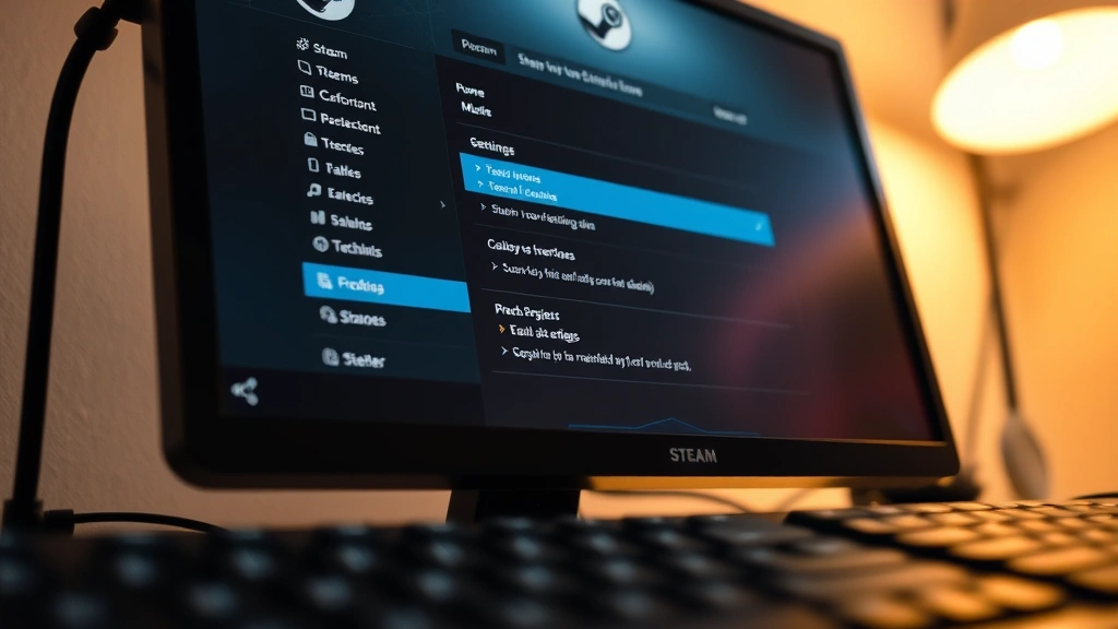 how to turn off steam recording - Close-up of a computer monitor displaying Steam client interface with Settings m