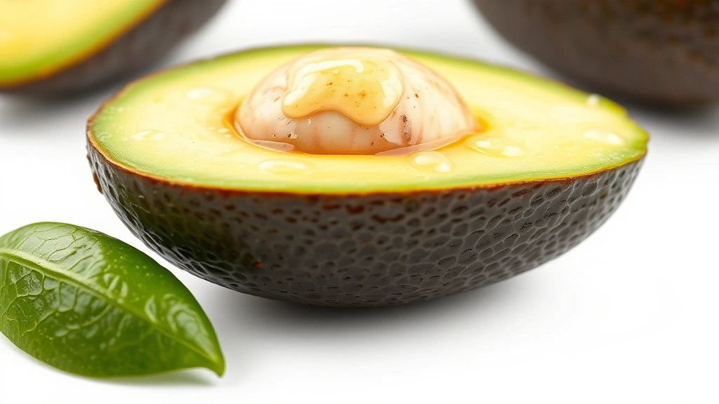 4 ingredient guacamole recipe -
Photorealistic macro close-up of perfectly ripe avocado flesh texture with lime