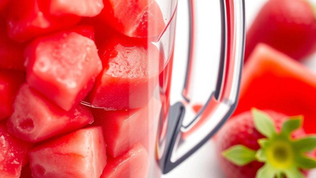 agua fresca recipe -
photorealistic close-up, macro photography, fresh cut watermelon and strawberry