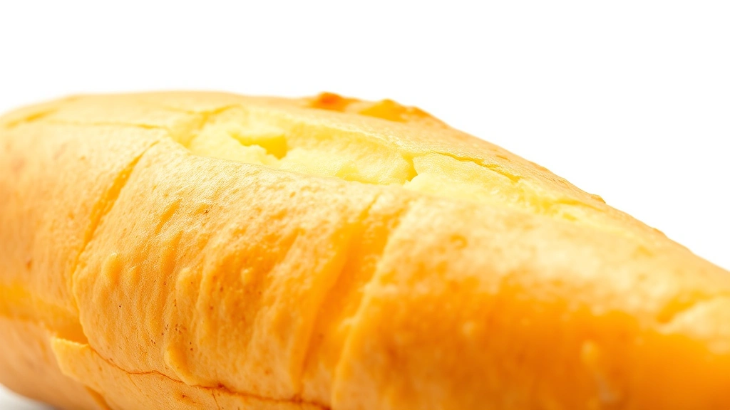 air fryer sweet potato recipe -
photorealistic close-up macro of crispy golden sweet potato exterior with soft