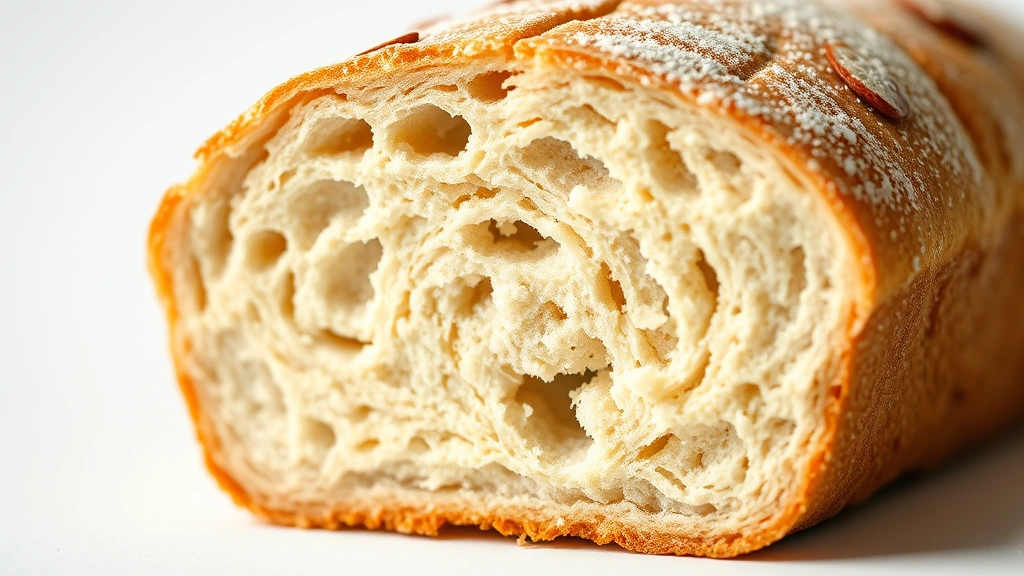 almond flour bread recipe -
Photorealistic close-up macro photography of fresh almond flour bread slice cro