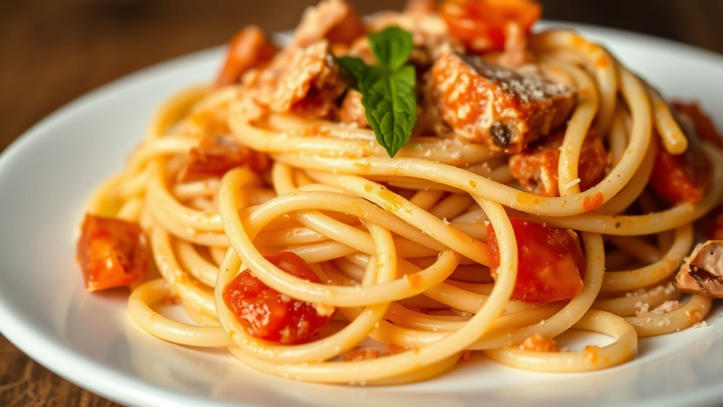 amatriciana recipe -
Photorealistic close-up macro photography of creamy amatriciana sauce coating s