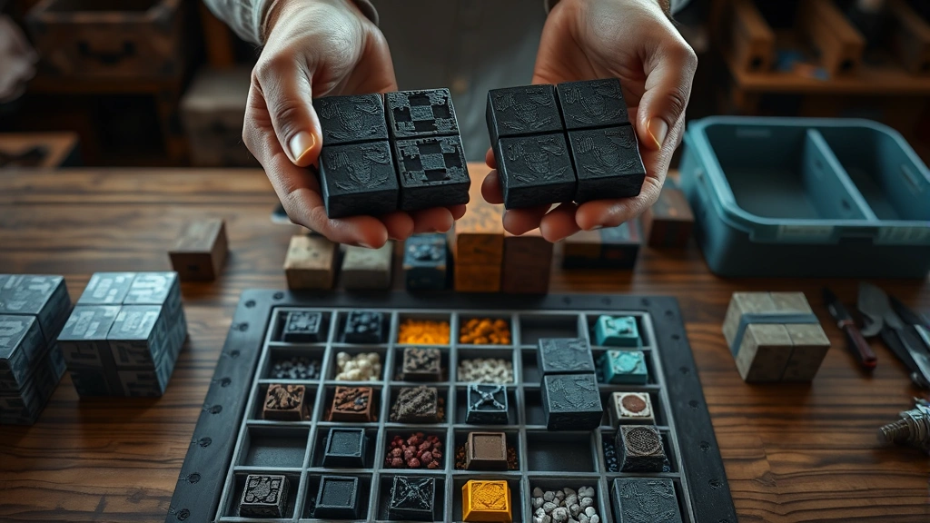 anvil recipe -
photorealistic hands holding Minecraft iron ingots and iron blocks above a craf