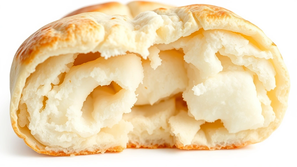 arabic bread recipe -
photorealistic close-up macro photography of pita bread pocket cross-section sh