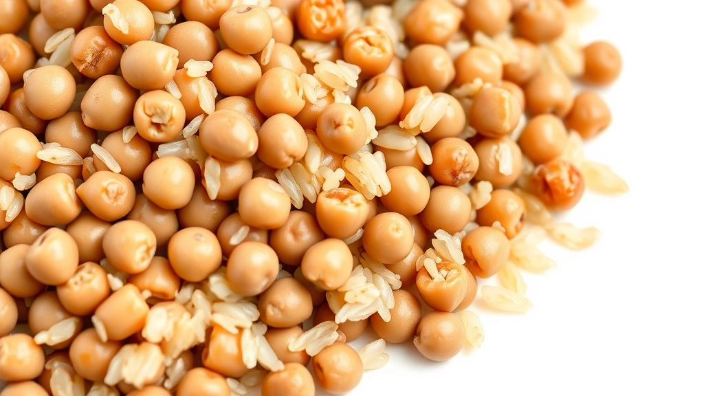 arroz con gandules recipe -
Photorealistic close-up macro photography of cooked pigeon peas (gandules) mixe