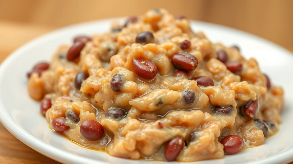 authentic mexican refried beans recipe -
Photorealistic close-up: Macro photography of the creamy texture of finished re