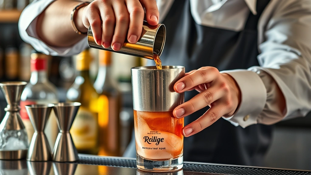 aviation cocktail recipe -
Photorealistic hands shaking cocktail in metal shaker, bartender workshop setti