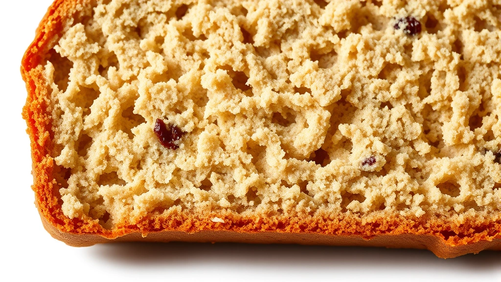 banana bread recipe -
Photorealistic close-up macro photography of banana bread crumb texture showing