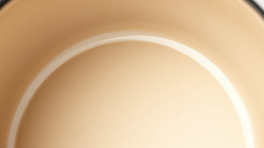 best dutch oven recipes -
Photorealistic macro close-up of the interior enamel surface of a Dutch oven sh