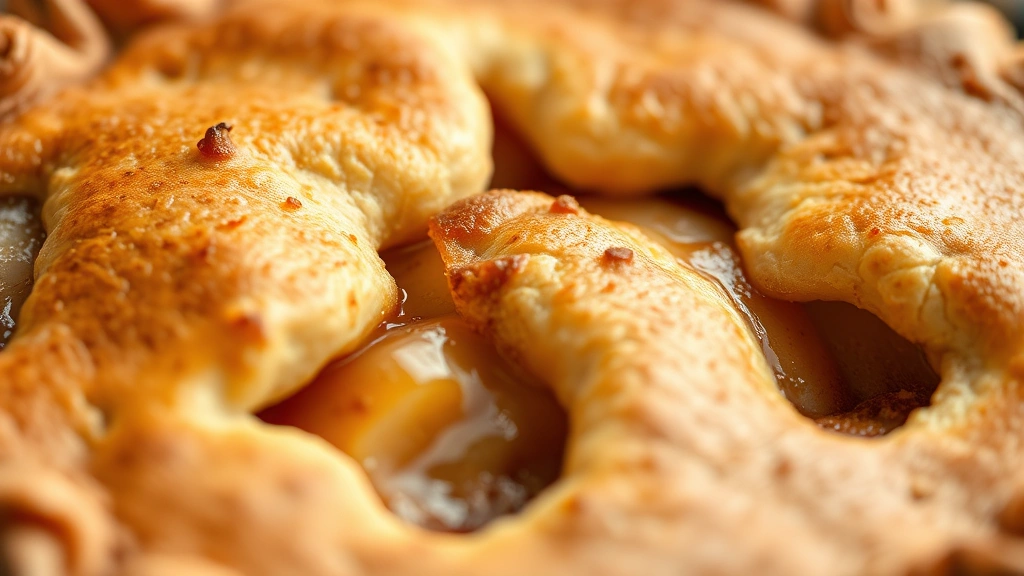 best fall recipes -
Photorealistic close-up macro photography of golden-brown apple pie crust with 